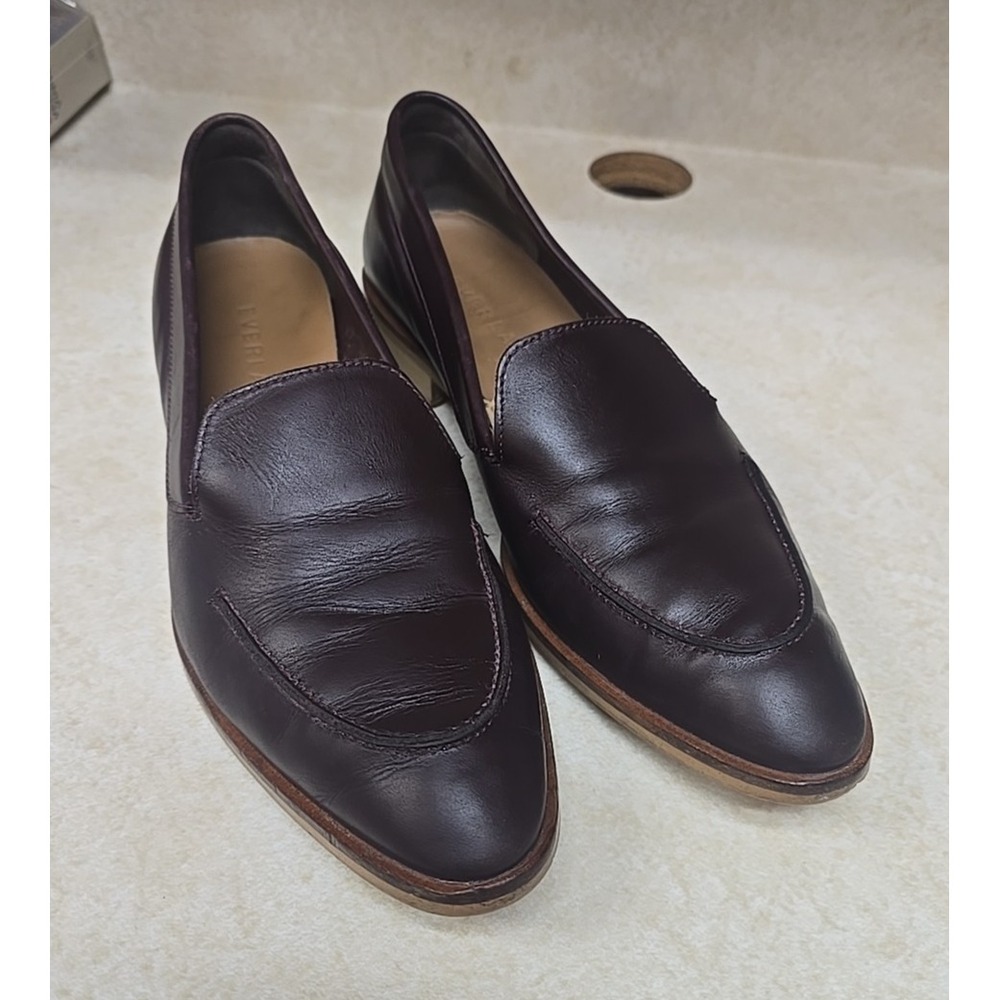 Everlane Burgundy Leather The Modern Loafers Italy Slip On Shoes Womans Size 7.5